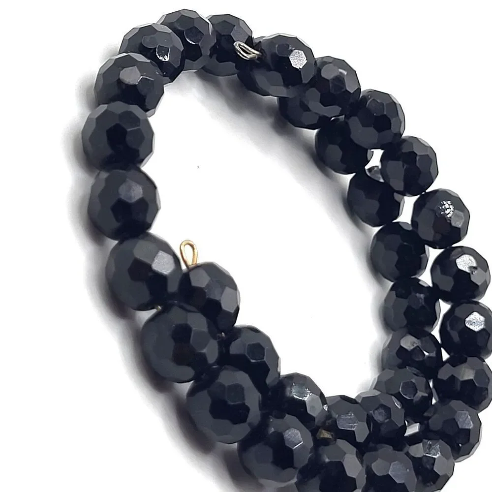 Vintage Minimalist Black Faceted Acrylic Wrap around Bracelet